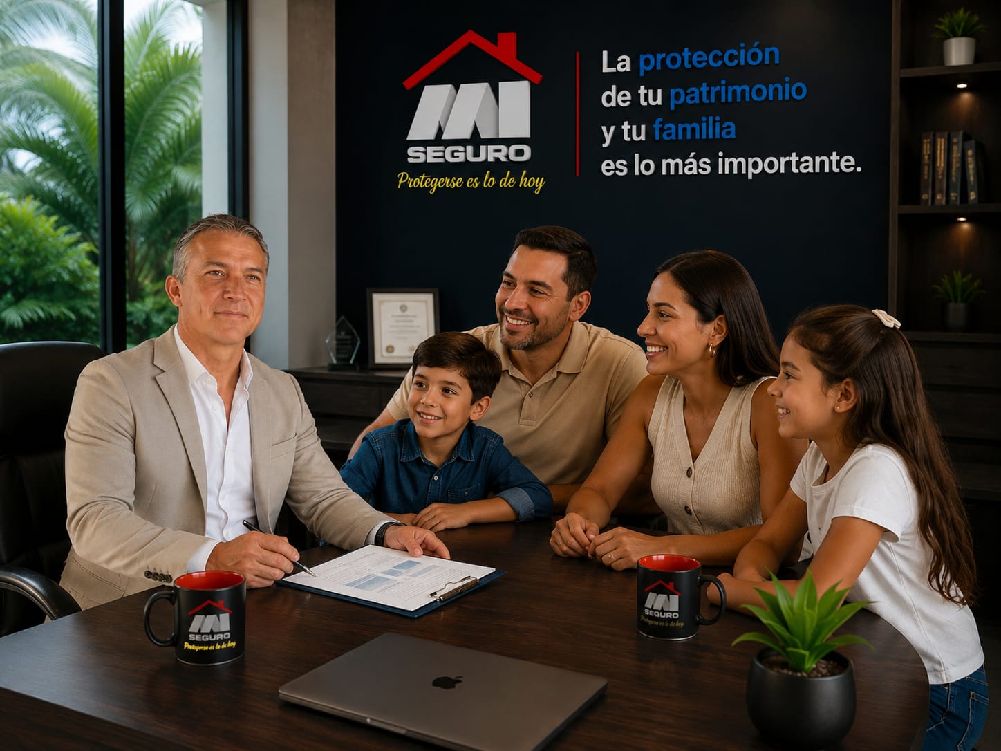 Juan Millán atendiendo a una familia